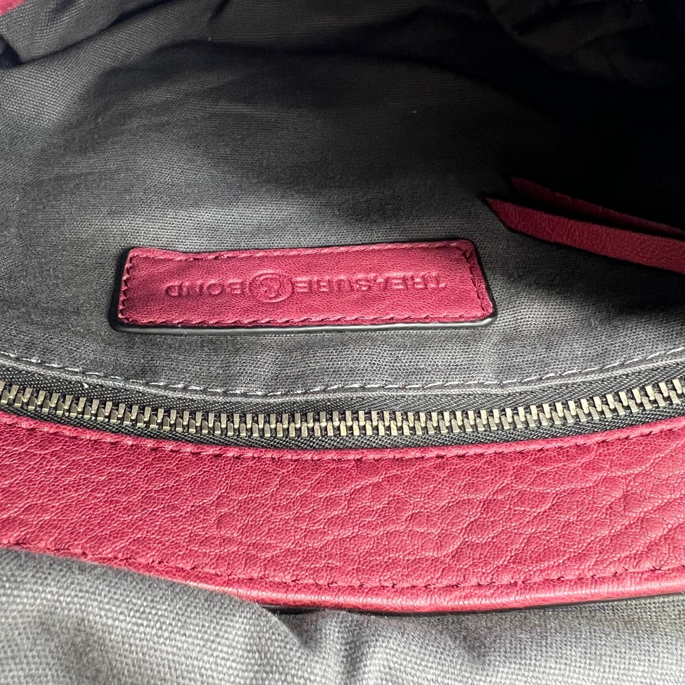 TREASURE AND BOND Leather Crossbody bag Womens Maroon Pebbled Tassel - Picture 11 of 12